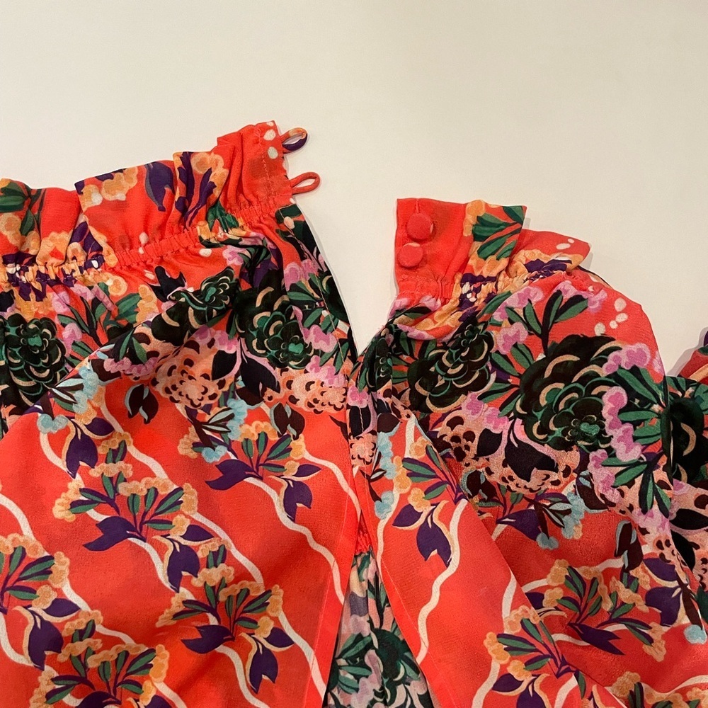 SALONI Grace Silk Floral Off Shoulder Mini Dress - Picture 8 of 11